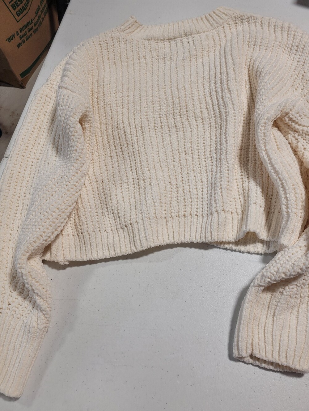 Pink Rose Ivory Fringe Crewneck Sweater - Picture 3 of 4